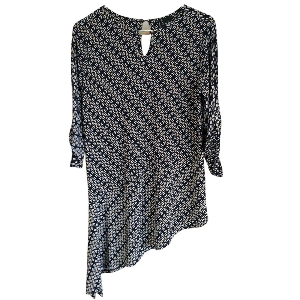 New Directions Asymmetrical Top with Rolled Tab Sleeves‎ Side Slit Womens Small